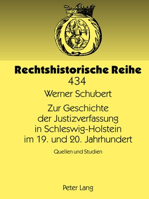 cover image of Zur Geschichte der Justizverfassung in Schleswig-Holstein im 19. und 20. Jahrhundert